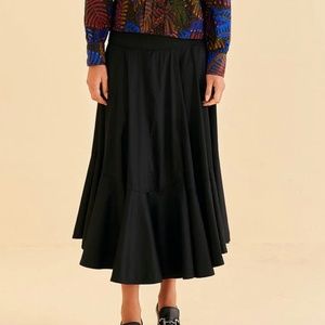 FARM RIO Black Ruffle Maxi Skirt